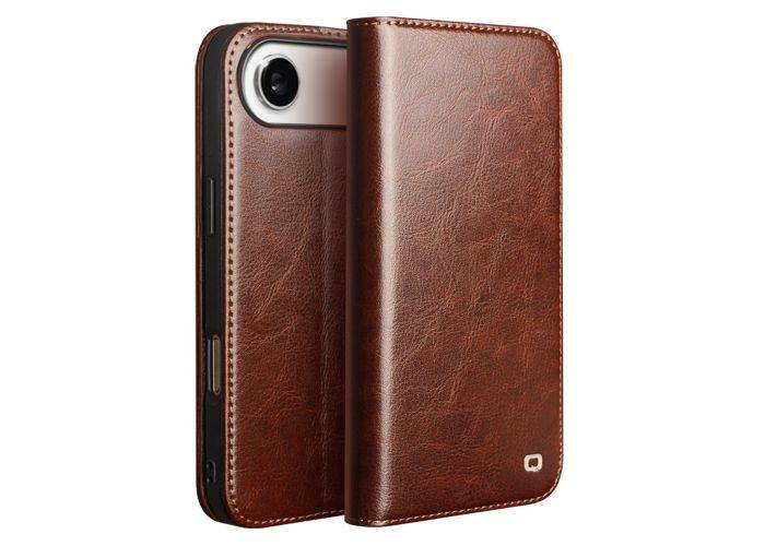 iPhone 17 Air - QIALINO "Classic" ægte læder cover / pung - Mørk brun