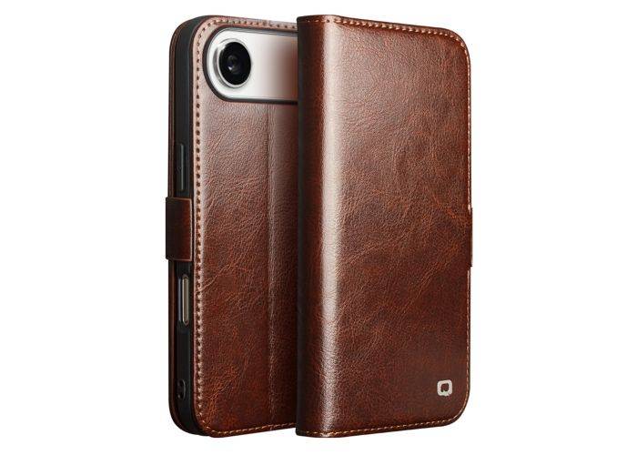 iPhone 17 Air - QIALINO Classic Slim ægte læder cover - Mørk brun
