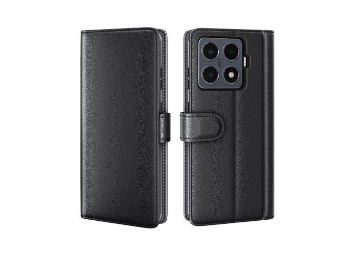 Xiaomi 15T Pro - Ægte læder cover / pung - Sort