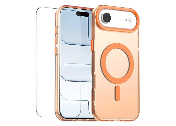 iPhone 17 Air - Magnetisk magsafe kompatibel cover - Inkl. Hærdet beskyttelsesglas - Orange