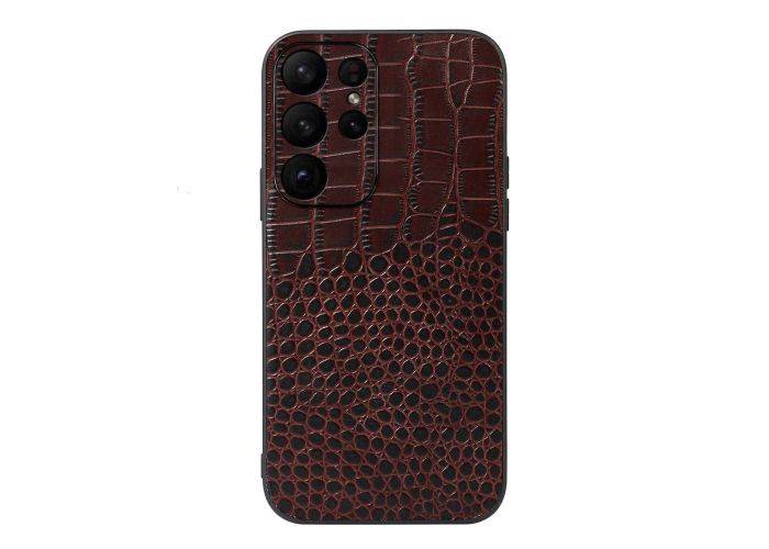 Samsung Galaxy S23 Ultra 5G - Hybrid cover i ægte læder - Kaffe