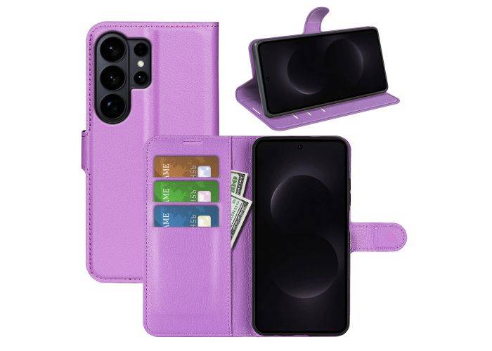 Samsung Galaxy S26 Ultra - Læder cover / pung - Lilla