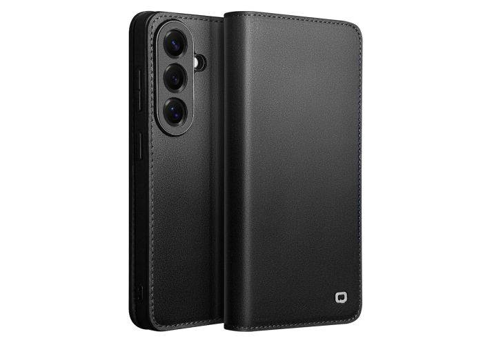 Samsung Galaxy S26 - QIALINO slim flip ægte læder cover / pung - Sort