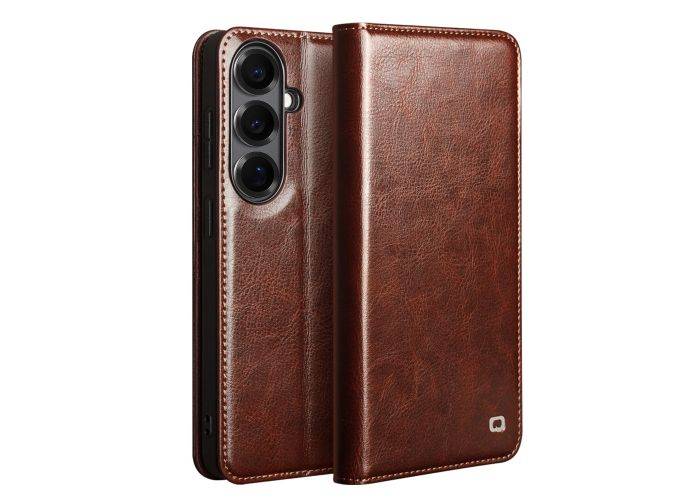 Samsung Galaxy S26 - QIALINO "Classic" ægte læder cover / pung - Brun