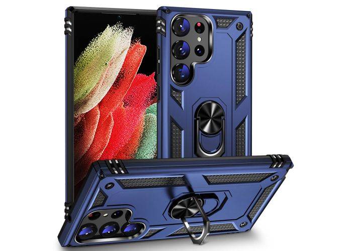 Samsung Galaxy S23 Ultra 5G - Military Grade Hybrid cover m/ Kickstand - Blå
