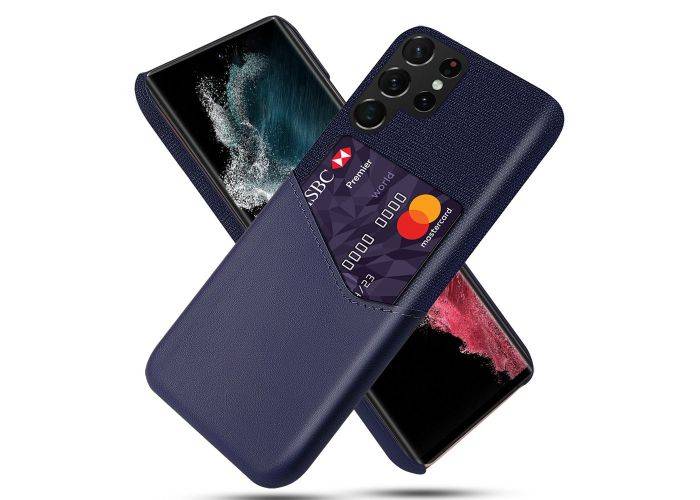 Samsung Galaxy S23 Ultra 5G - Læder Hard cover med kortholder - Blå