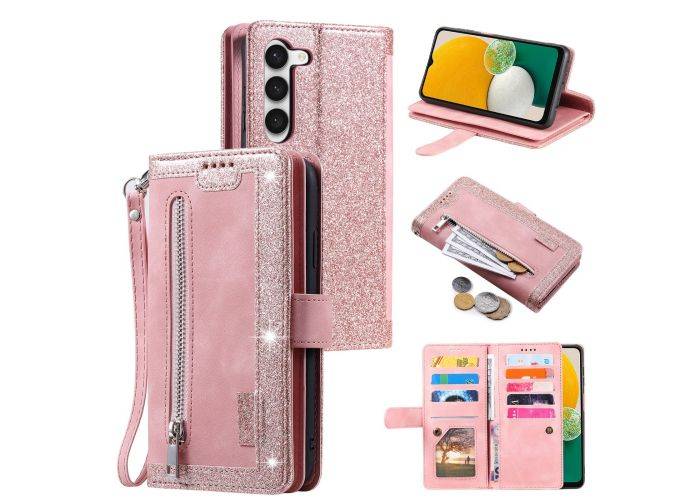Samsung Galaxy S23 Plus 5G - Læder cover / pung - Multi kortholdere - Rosa guld
