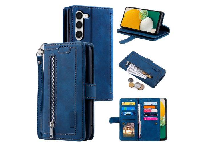 Samsung Galaxy S23 5G - Læder cover / pung - Multi kortholdere - Blå