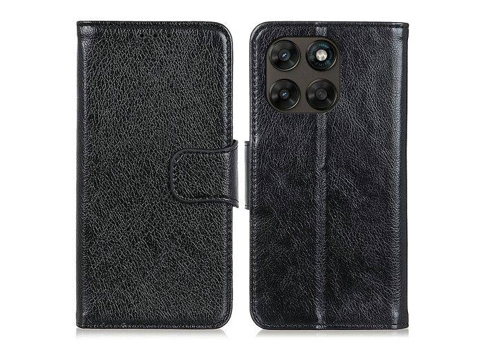 Motorola Moto G77 5G / G67 5G - Ægte læder cover / pung - Sort