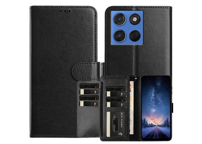 Motorola Moto G77 5G / G67 5G - Læder cover med multi kortholdere - Sort