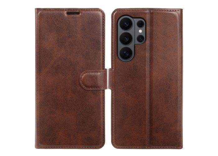 Samsung Galaxy S26 Ultra - Vintage læder cover / pung - Mørk brun