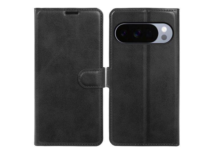 Google Pixel 10 Pro / 10 / 9 Pro / 9 - Vintage læder cover / pung - Sort