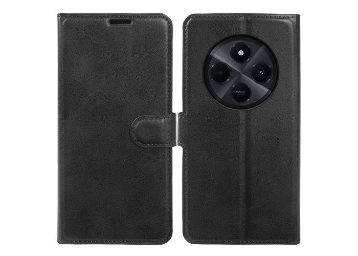 Xiaomi Redmi 14C 4G / 14R 5G - Vintage læder cover / pung - Sort