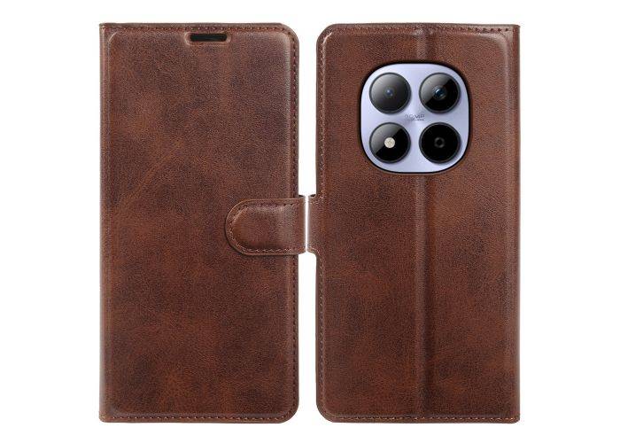 Xiaomi Redmi Note 15 Pro 5G - Vintage læder cover / pung - Mørk brun