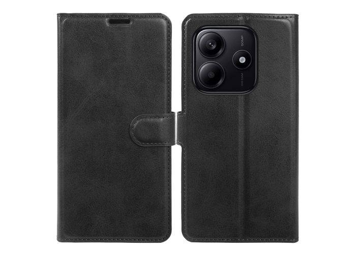 Xiaomi Redmi Note 14 5G - Vintage læder cover / pung - Sort