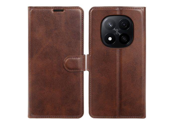 Xiaomi Redmi Note 14 Pro Plus 5G - Vintage læder cover / pung - Mørk brun