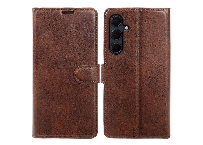 Samsung Galaxy A35 5G - Vintage læder cover / pung - Mørk brun