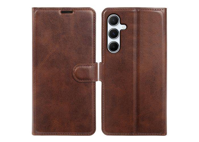Samsung Galaxy A55 5G - Vintage læder cover / pung - Mørk brun