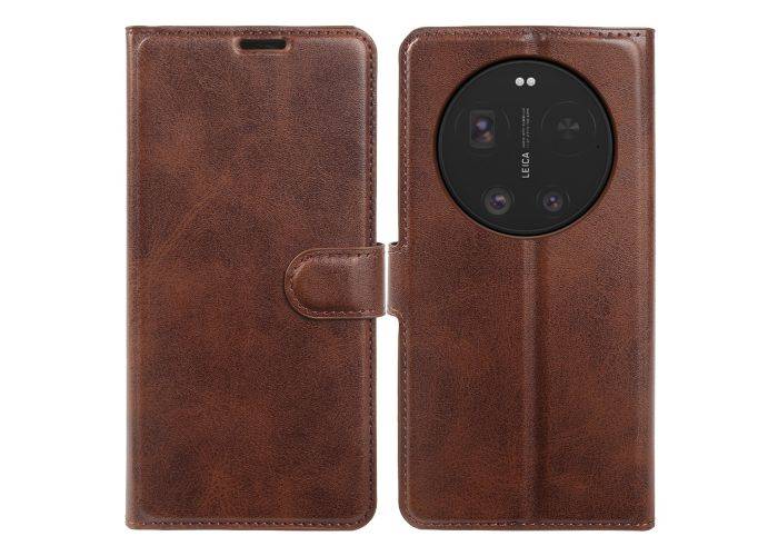 Xiaomi 17 Ultra - Vintage læder cover / pung - Mørk brun