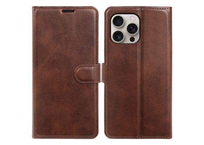iPhone 16 Pro - Vintage læder cover / pung - Mørk brun