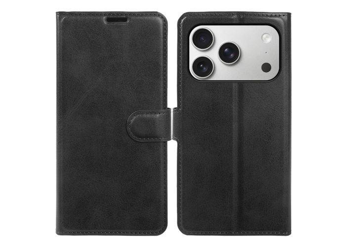 iPhone 17 Pro - Vintage læder cover / pung - Sort