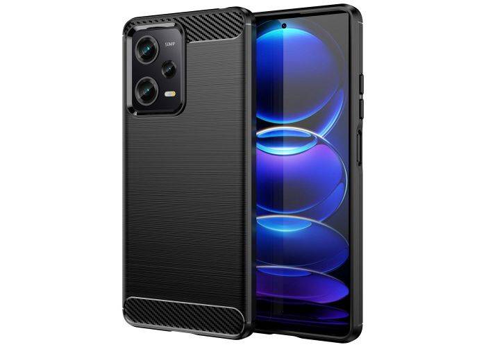 Xiaomi Redmi Note 12 Pro 5G - Gummi cover - Børstet design - Sort