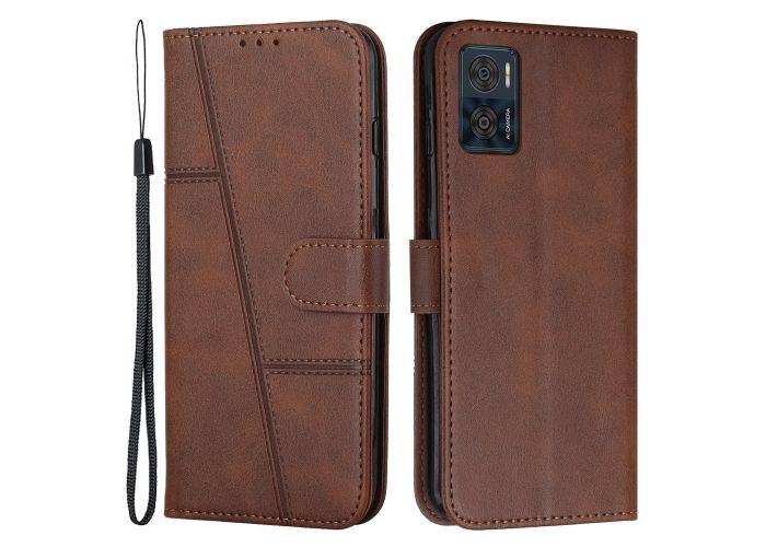 Motorola E22 4G / E22i 4G - Læder cover / pung - Brun