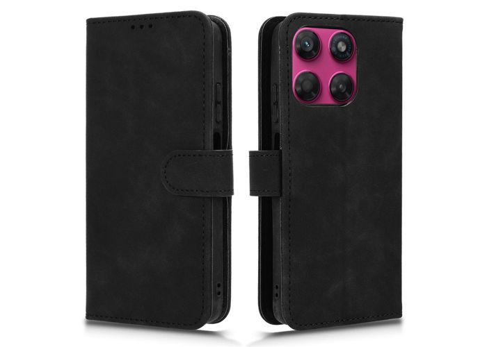 Motorola Moto G47 5G / G37 5G - Læder cover / pung - Printet design - Sort