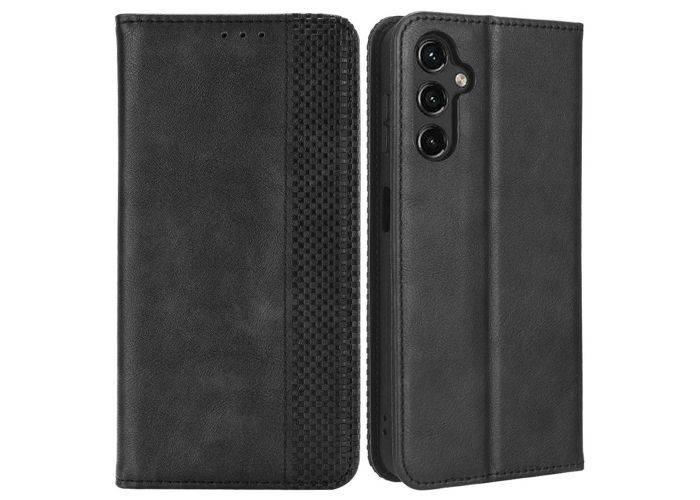Samsung Galaxy A14 5G - Vintage læder cover / pung - Sort