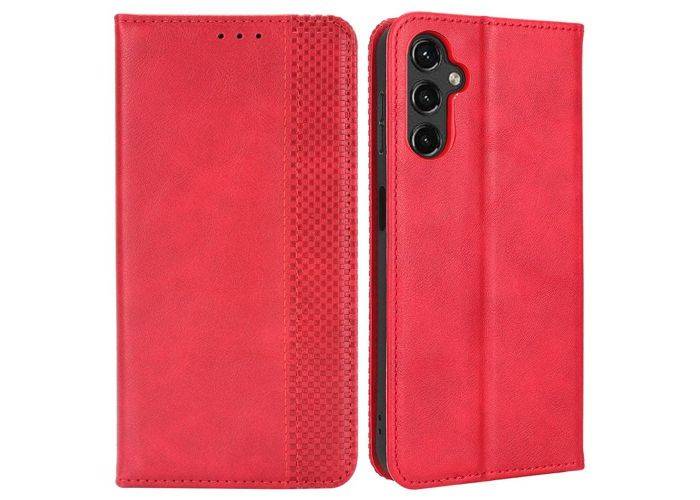 Samsung Galaxy A14 5G - Vintage læder cover / pung - Rød