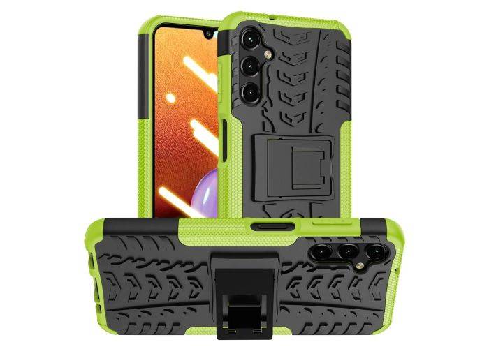 Samsung Galaxy A14 5G - Shockproof Hybrid cover med kickstand - Grøn