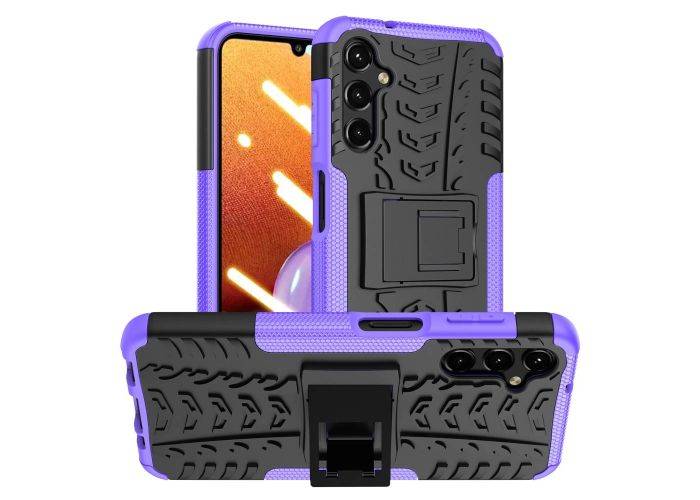 Samsung Galaxy A14 5G - Shockproof Hybrid cover med kickstand - Lilla