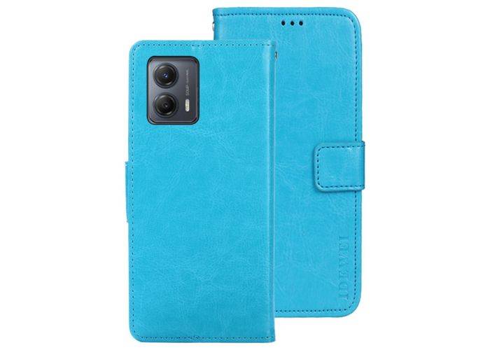 Motorola Moto G53 5G - IDEWEI læder cover / pung - Himmelblå