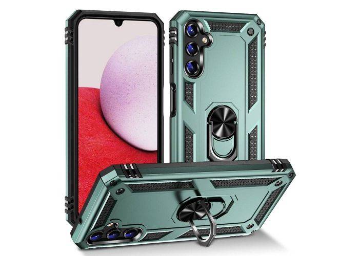 Samsung Galaxy A14 5G - Military Hybrid cover med Kickstand - Sort/grøn