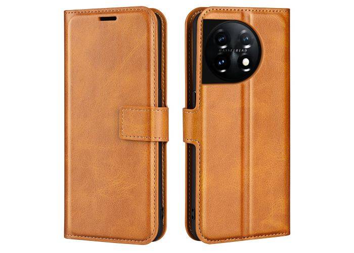 OnePlus 11 5G - Retro læder cover / Pung - Gul