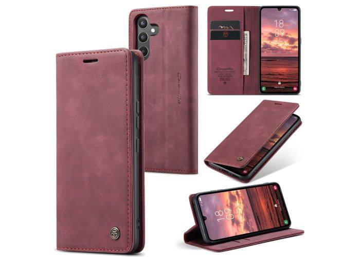 Samsung Galaxy A34 5G - CASEME læder cover / pung - Vinrød