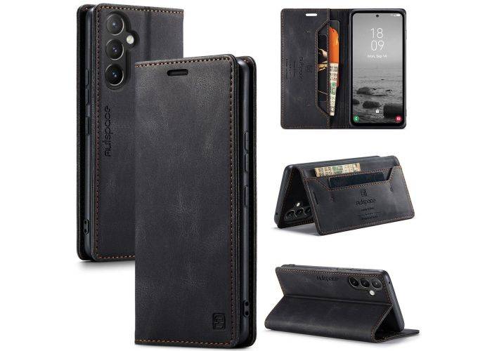 Samsung Galaxy A54 5G - AUTSPACE læder cover - RFID sikkerhed - Sort