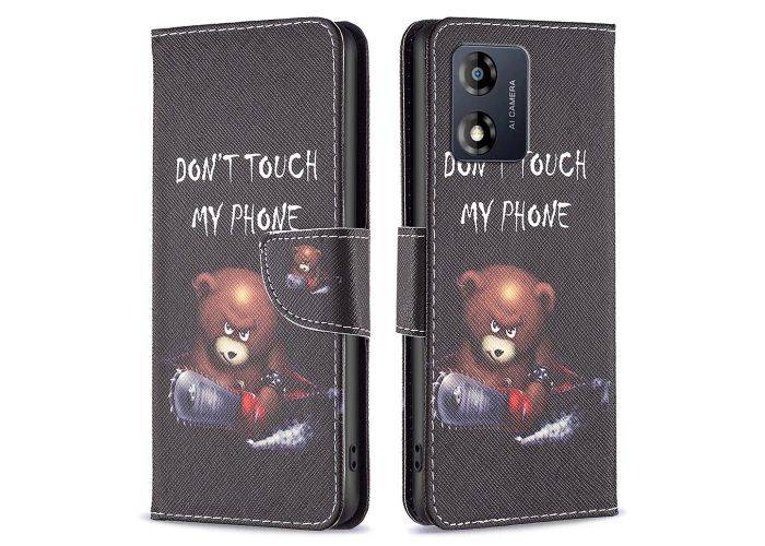 Motorola Moto E13 4G - Læder cover / pung - Printet design - Bjørn