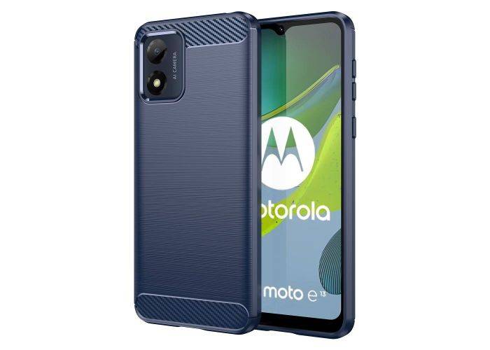 Motorola Moto E13 4G - Gummi cover - Børstet design - Blå