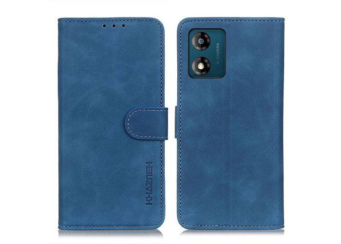 Motorola Moto E13 4G - KHAZNEH læder cover / pung - Blå