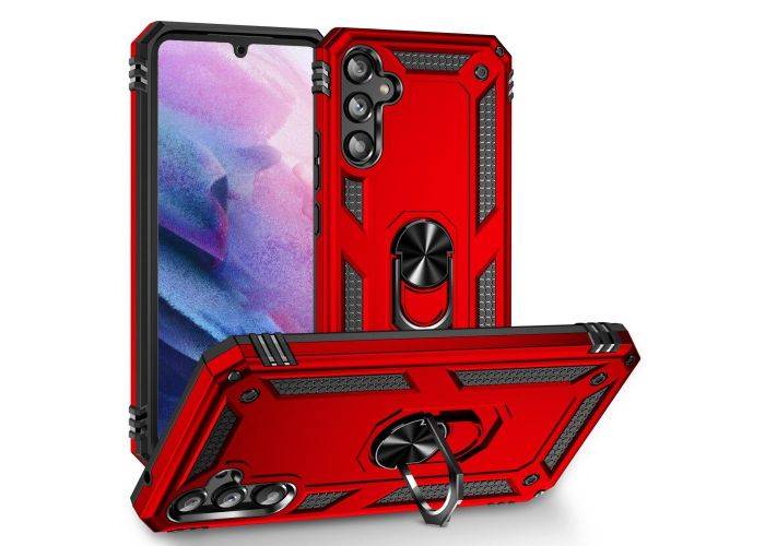 Samsung Galaxy A34 5G - Shockproof Hybrid cover m/ Kickstand - Rød