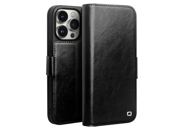 iPhone 14 Pro - QIALINO Classic Slim ægte læder cover - Sort
