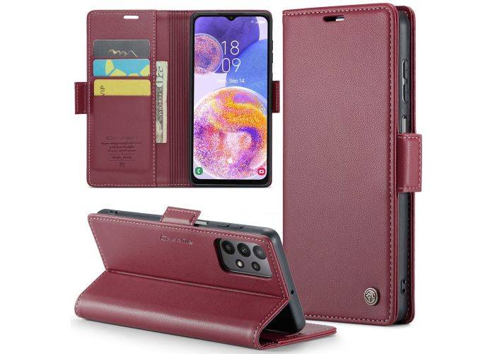 Samsung Galaxy A23 5G / 4G - CASEME RFID læder cover / pung - Rød