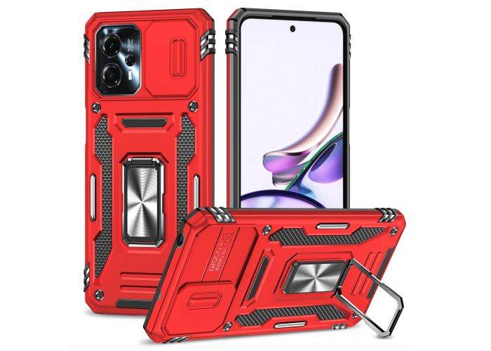 Motorola G13 4G - Armor Hybrid cover med Kickstand - Rød
