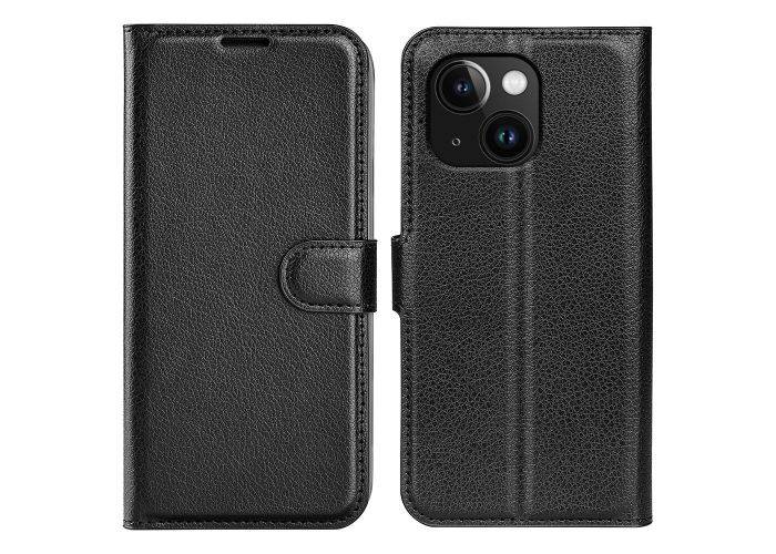 iPhone 15 - Læder cover / pung - Sort