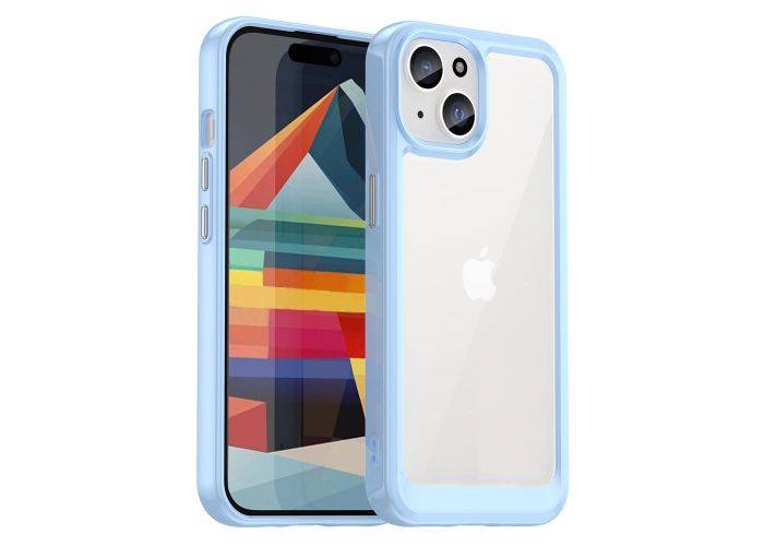 iPhone 15 - Clear shockproof Hybrid cover - Blå