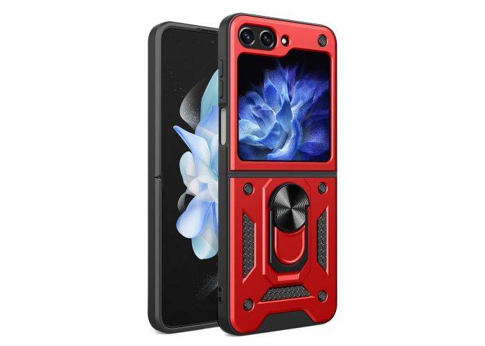 Samsung Galaxy Z Flip5 5G - Magnetisk Hybrid cover med Kickstand - Rød