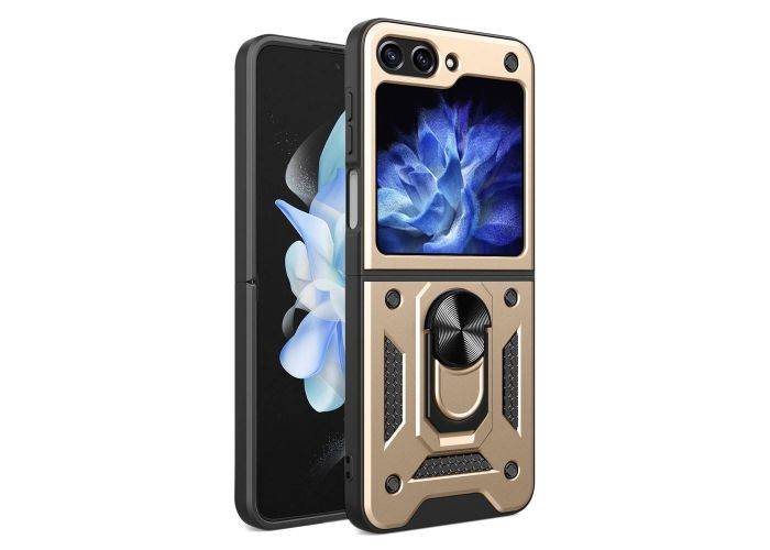 Samsung Galaxy Z Flip5 5G - Magnetisk Hybrid cover med Kickstand - Guld