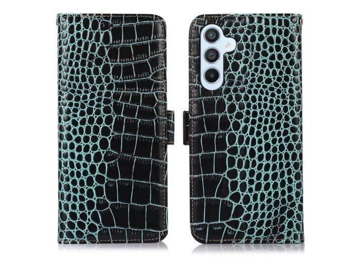 Samsung Galaxy S23 FE - RFID læder cover - krokodille design - Grøn