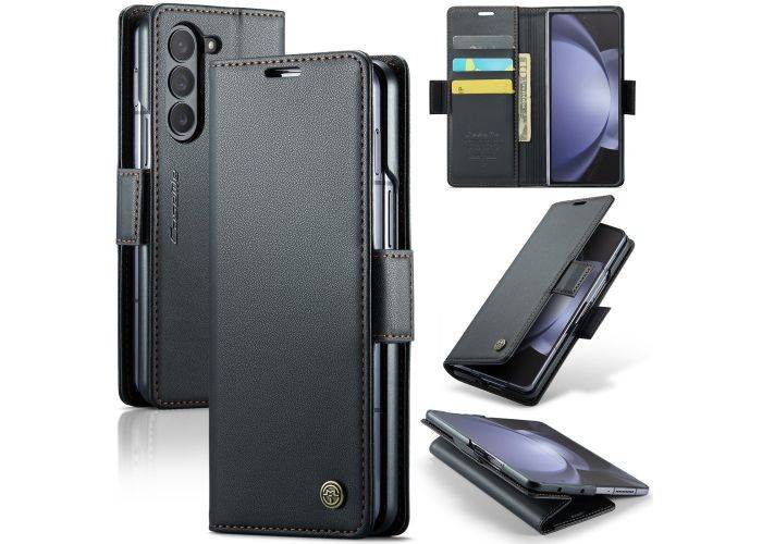 Samsung Galaxy Z Fold5 5G - CASEME RFID læder cover / pung - Sort